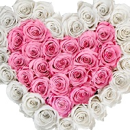 Inima cu trandafiri albi si roz